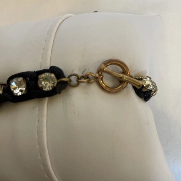 Black Paracord Rhinestone Bracelet 6.5 inches Sparkle Crystal Bling Shamballa - Picture 3 of 10